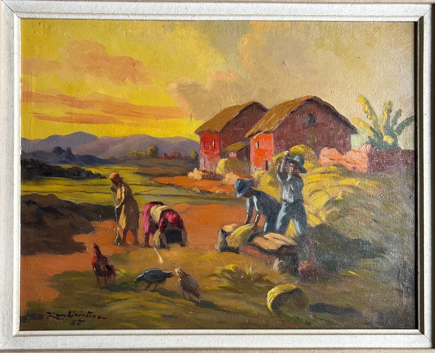 «La récolte», Huile sur toile de Jean RAMBININTSOA, 1955