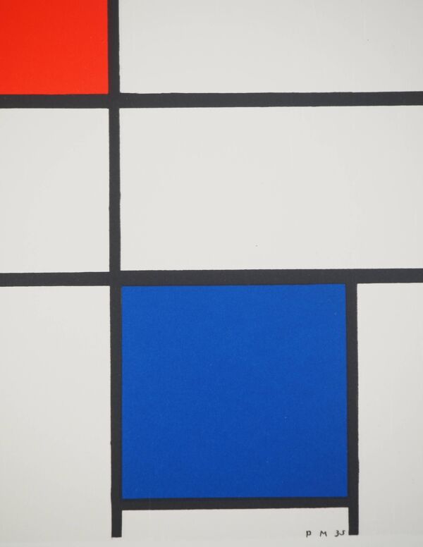 Piet mondrian : composition c n°iii en rouge, bleu et jaune, lithographie signée