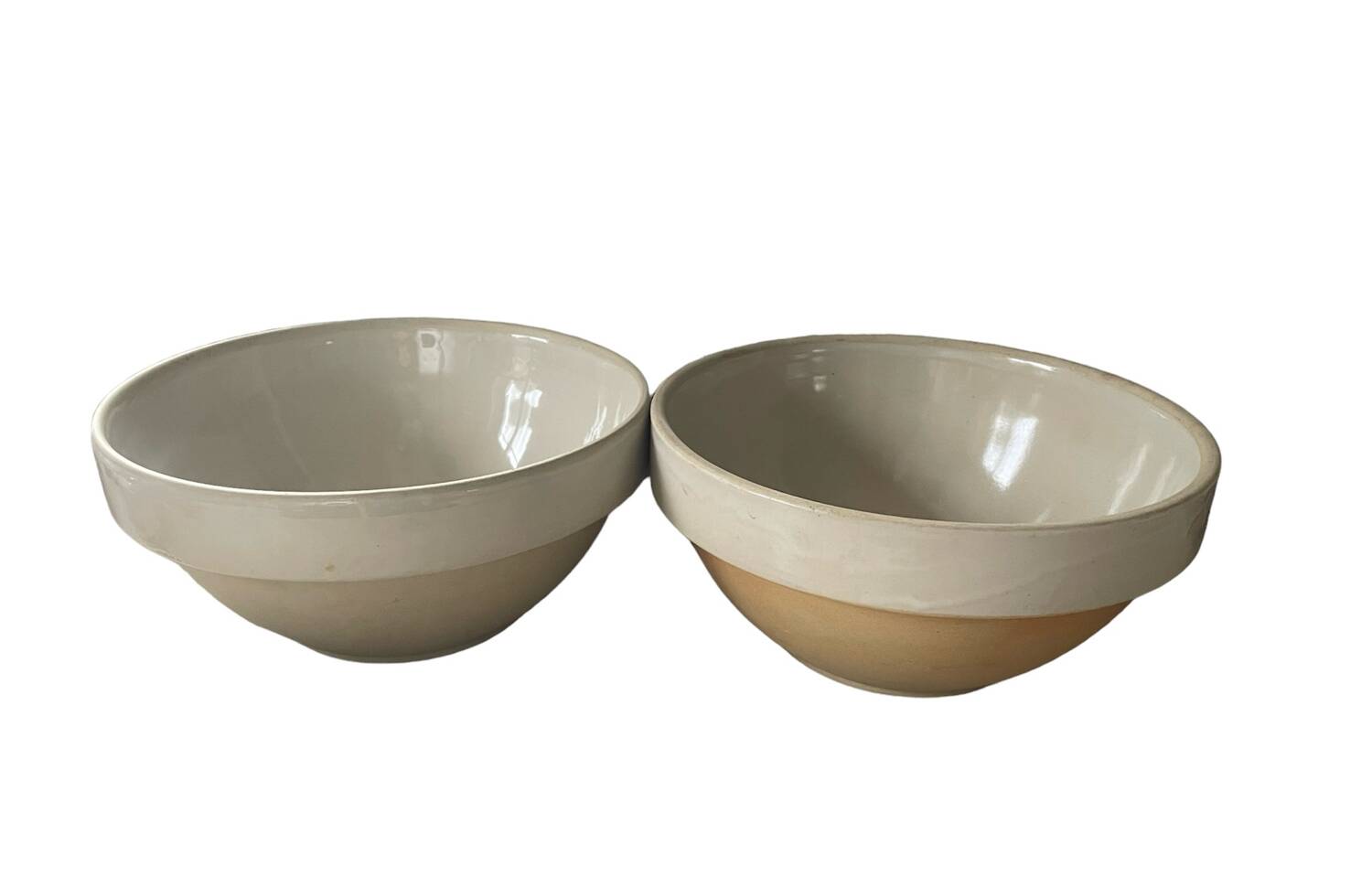Set of two 2.5l salad bowls in vintage Digoin stoneware