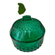 Vintage art deco glass sugar bowl, emerald green color from the 60s