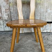 Vintage Brutalist Wooden Bistro Chair #E036