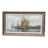 Oil painting on canvas, navy signed G. Luigi