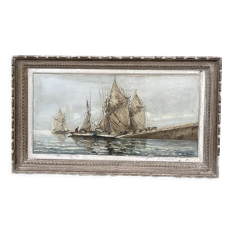 Tableau huile sur toile ,marine signée G. Luigi