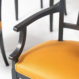 Set of 2 Black and Gold Armchairs and 4 Chairs, Empire style