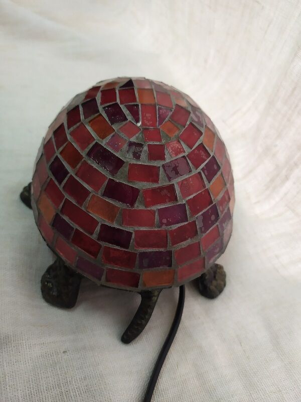 Glass turtle lamp mosaic cast iron Red watch
