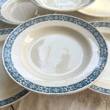 6 assiettes creuses terre de fer bleu longchamp modèle « rené »