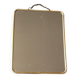 Simple barber mirror with gold metal chain