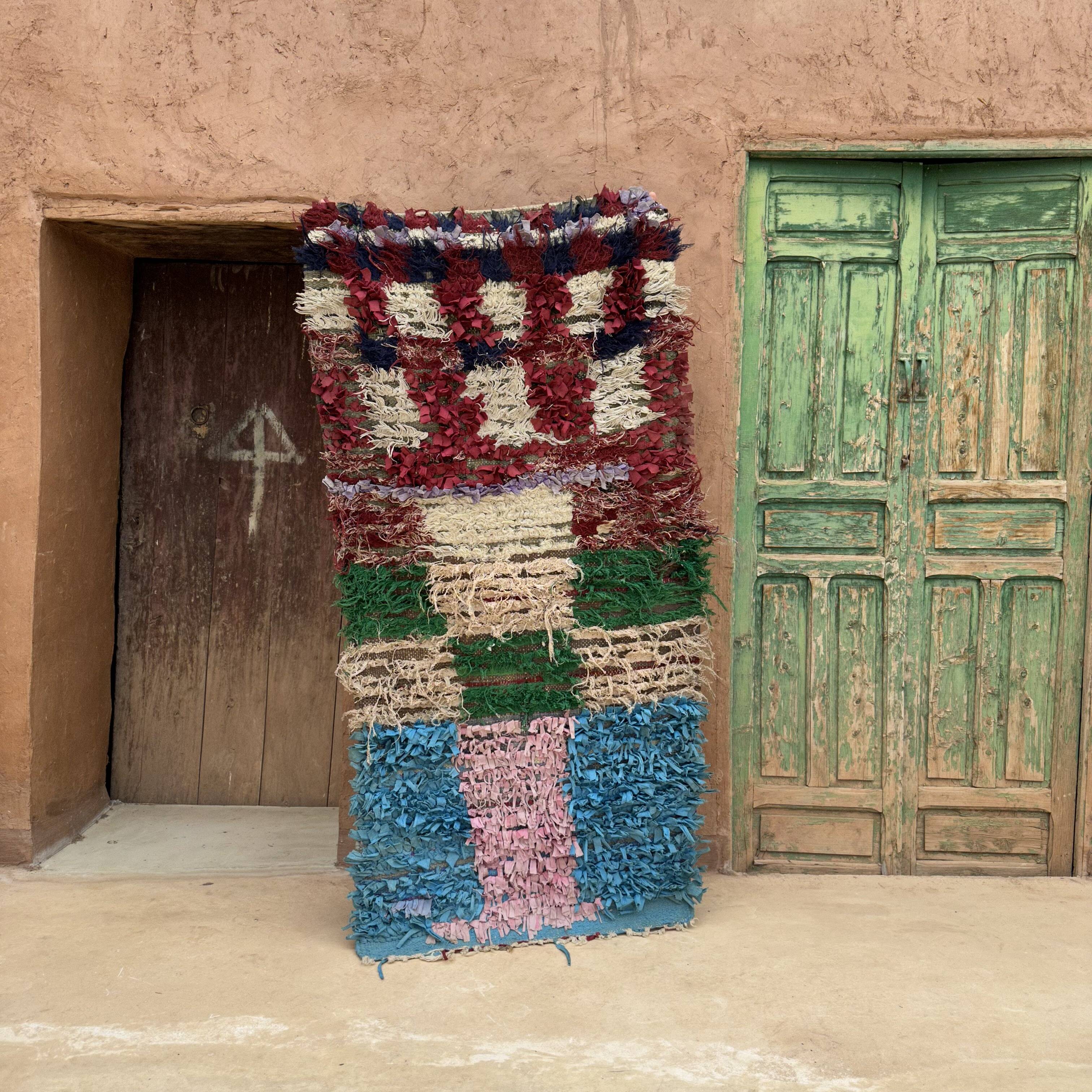 Colorful Boucherouite Moroccan rug - 80 x 170 cm