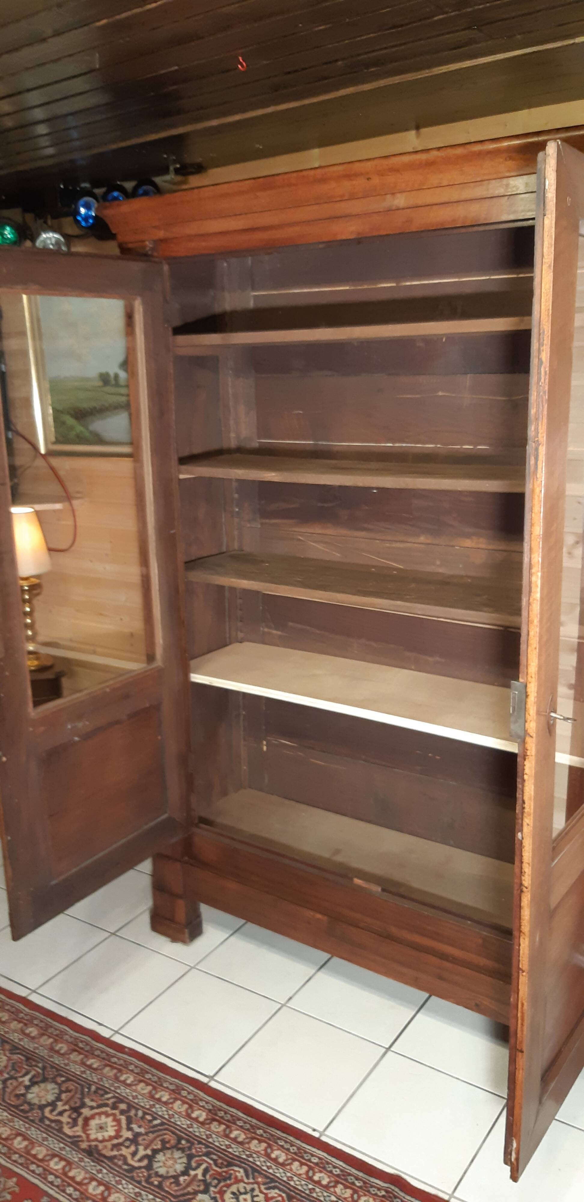 Period empire display bookcase in solid walnut