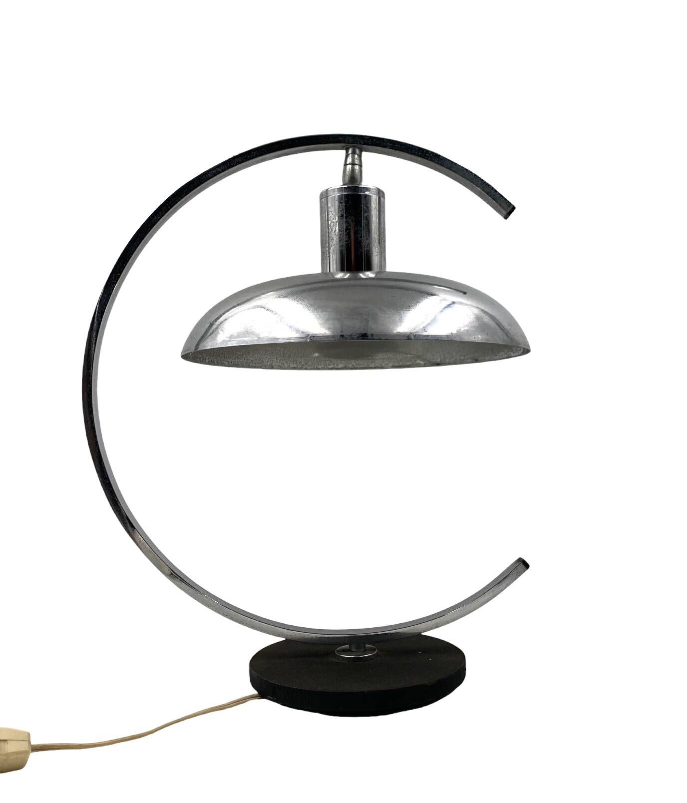 Mid-century modern chromed Table lamp, in the manner of Mariano Fortuny Italy, 1970s