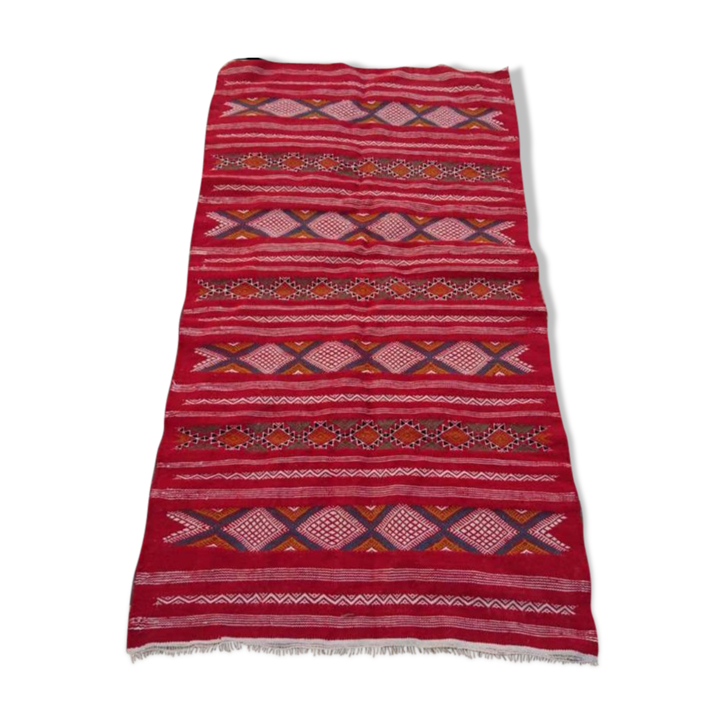 Handmade red Berber Kilim 203x109cm