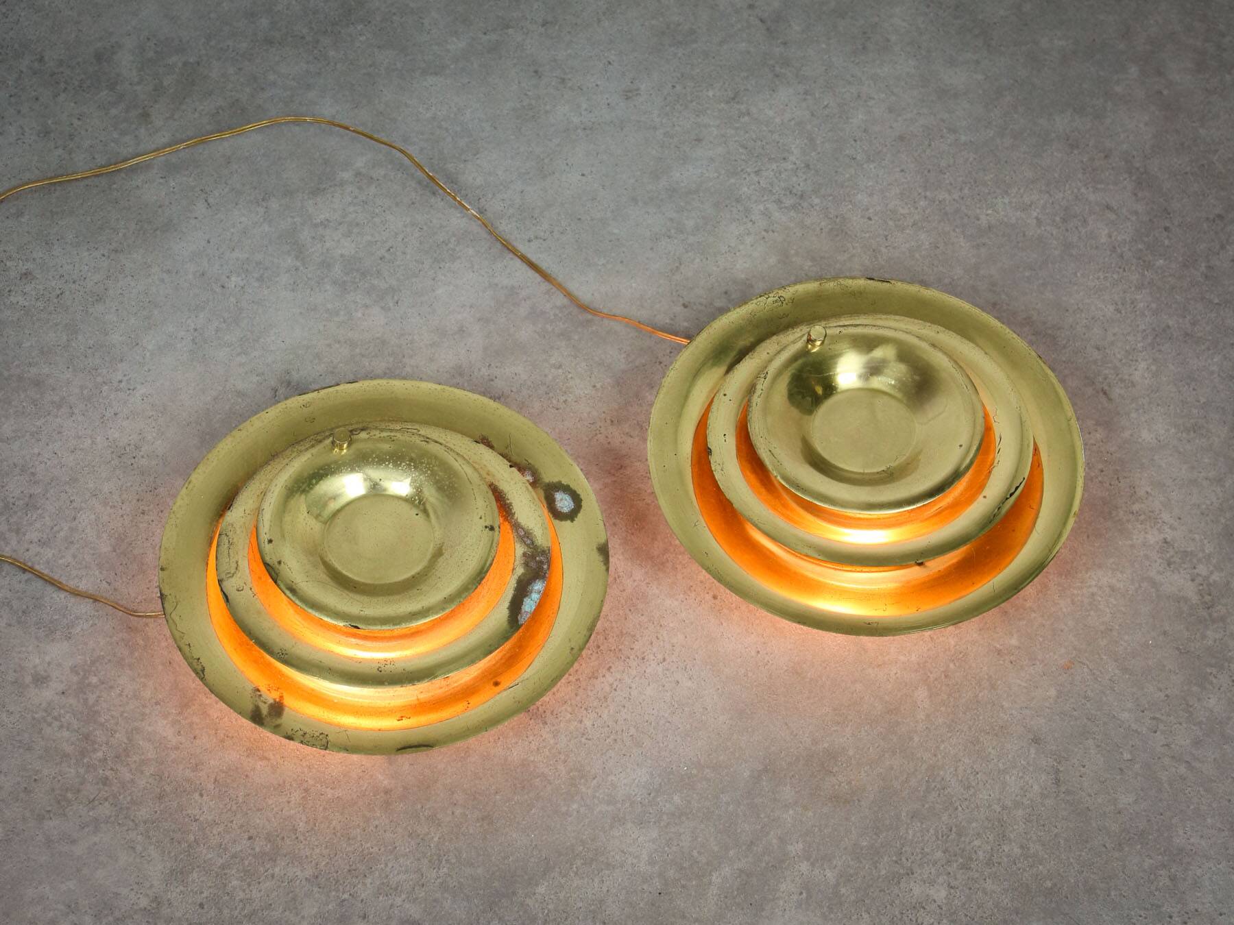 Mid-Century Cascading Wall Lamp in Brass, 1950s