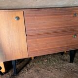 Series of 4 wooden chairs and cannage