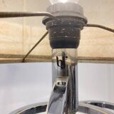 Table lamp in metal and leather, mid-20th century