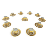 Set of Eleven Porcelain and Pure Gold Coffee Cups by Hutschenreuther, Germa