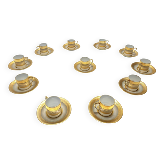 Set of Eleven Porcelain and Pure Gold Coffee Cups by Hutschenreuther, Germa