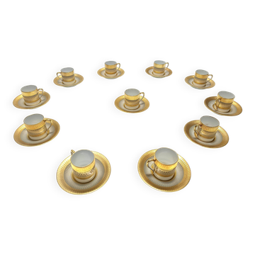 Set of Eleven Porcelain and Pure Gold Coffee Cups by Hutschenreuther, Germa