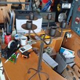 Pair of large candlesticks / industrial candelabras in raw metal