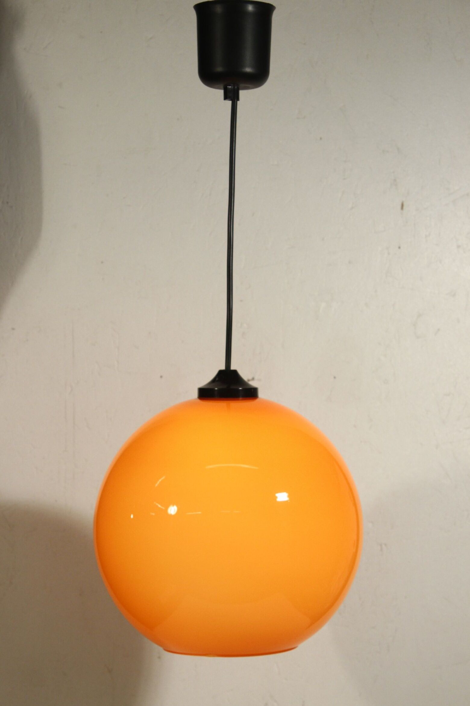 Vintage opaline orange pendant lamp Space Age