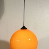 Vintage opaline orange pendant lamp Space Age