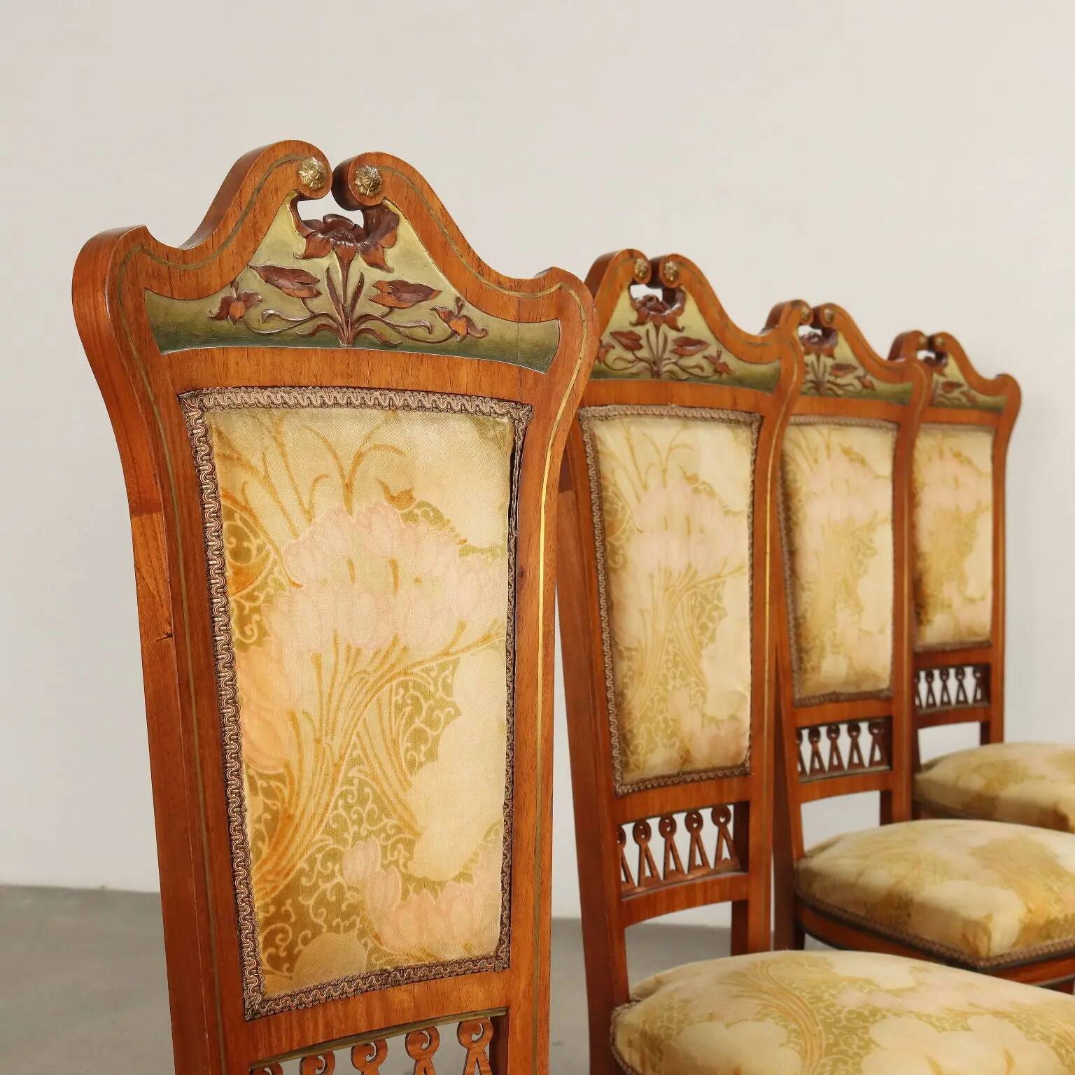 Group of Art Nouveau chairs and armchairs Italy 19th Century