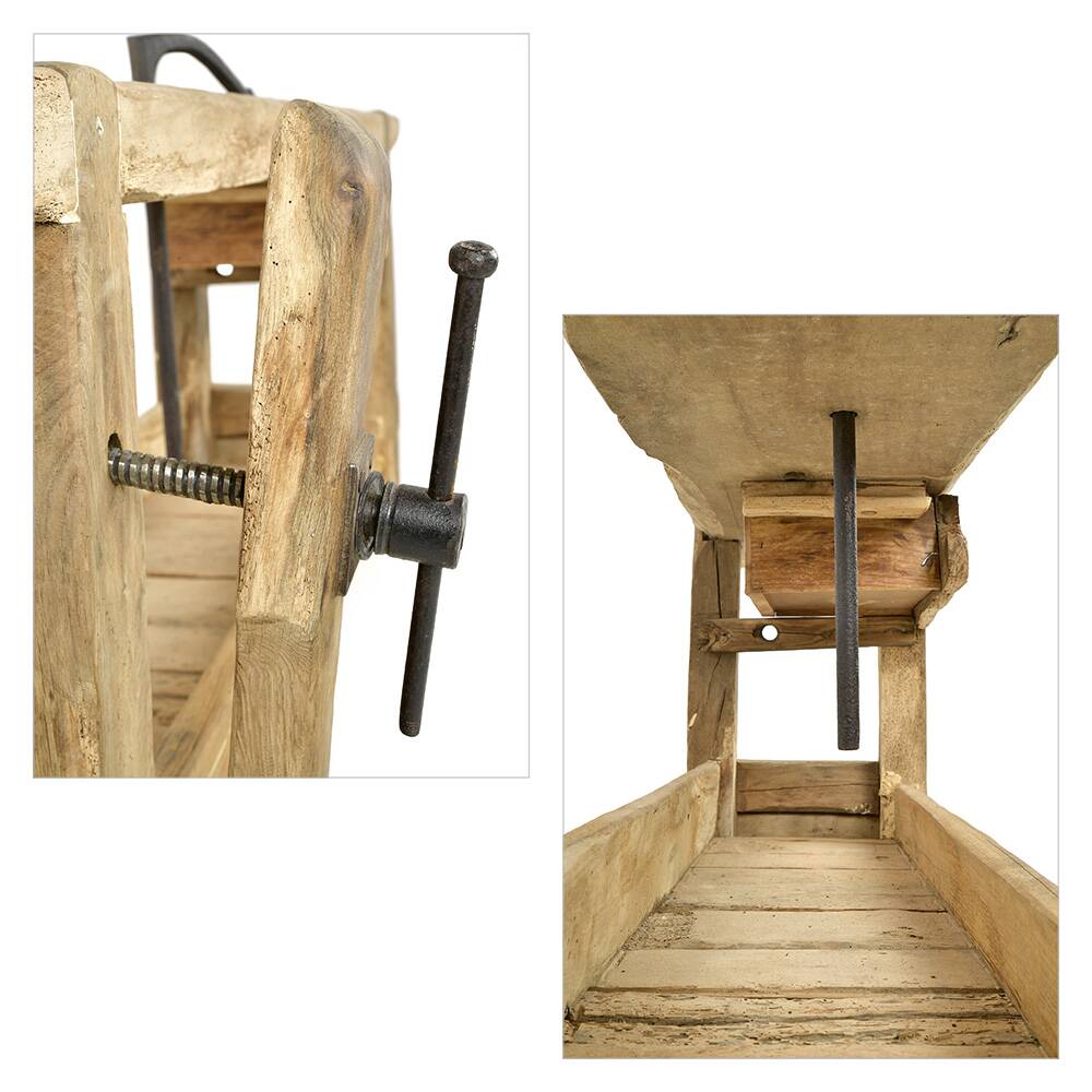 Antique wooden workshop workbench (74 x 210 x 47cm)