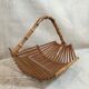 Basket fruit cut 1960 vintage bamboo rattan wicker