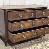 Louis XVI period chest of drawers in walnut, oak and fir, 18th century