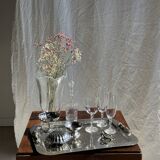 Silver tray with knot pattern handle L47.5