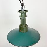 Industrial Green Enamel Pendant Lamp with Cast Aluminium Top, 1960