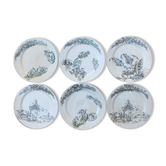 6 plates Creil - Montereau - Service Tamatave - Iron Land