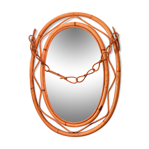 miroir ovale rotin -