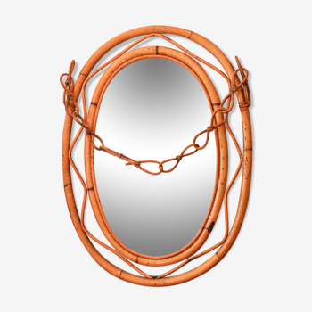 Rattan oval mirror - 73x58cm