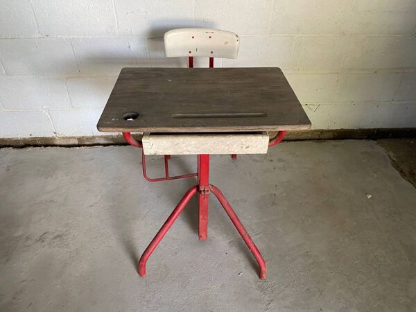 Bureau enfant acier et bois 1950