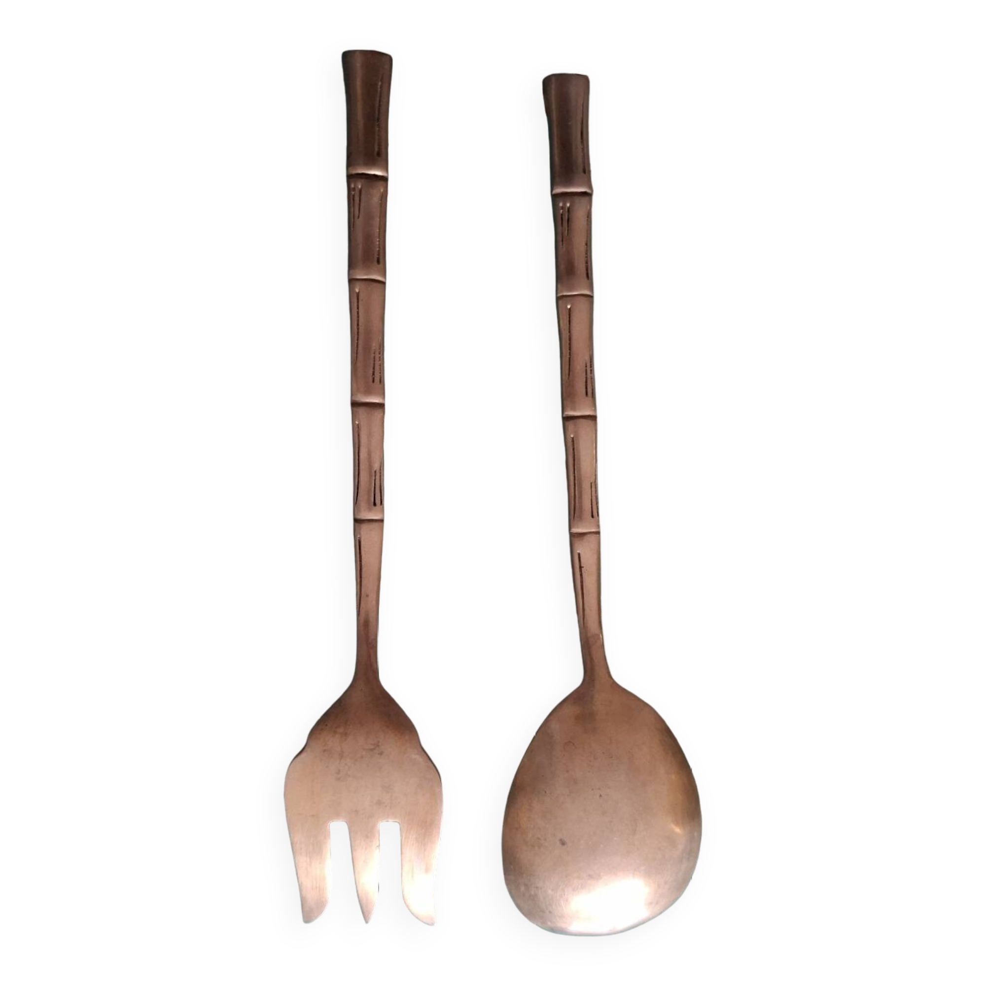 Vintage bamboo gilded brass cutlery