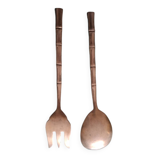 Couvert en laiton doré bambou vintage