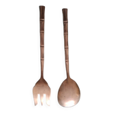 Vintage bamboo gilded brass cutlery
