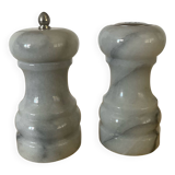 Vintage Carrara marble pepper mill and salt shaker set
