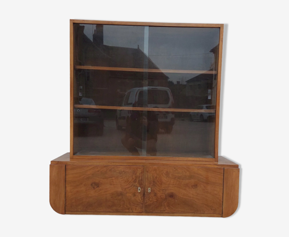 Meuble vitrine époque art déco en noyer 1930s