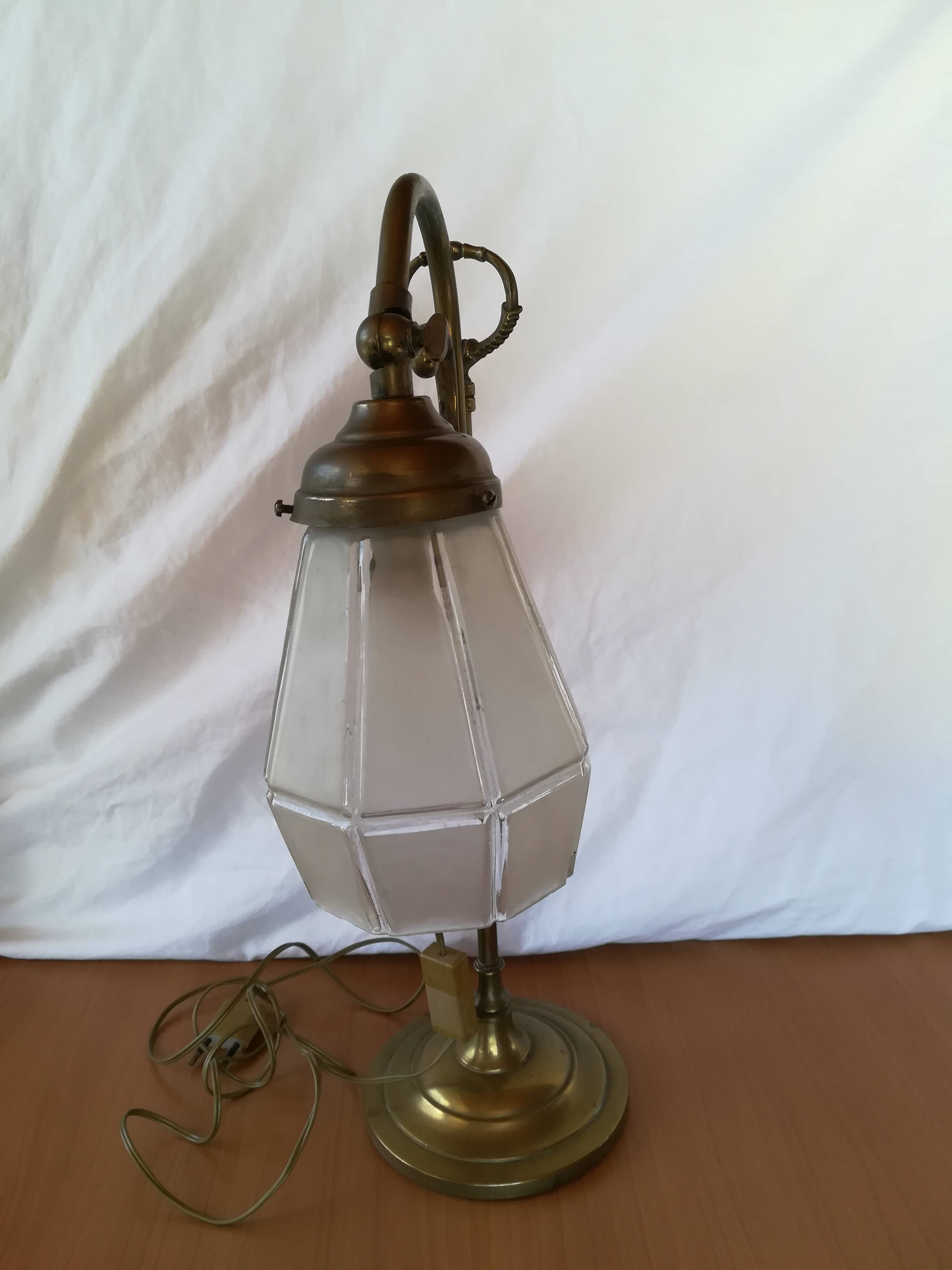 Art deco brass swan neck lamp