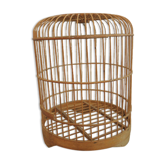 Ancienne cage à oiseau décorative en rotin