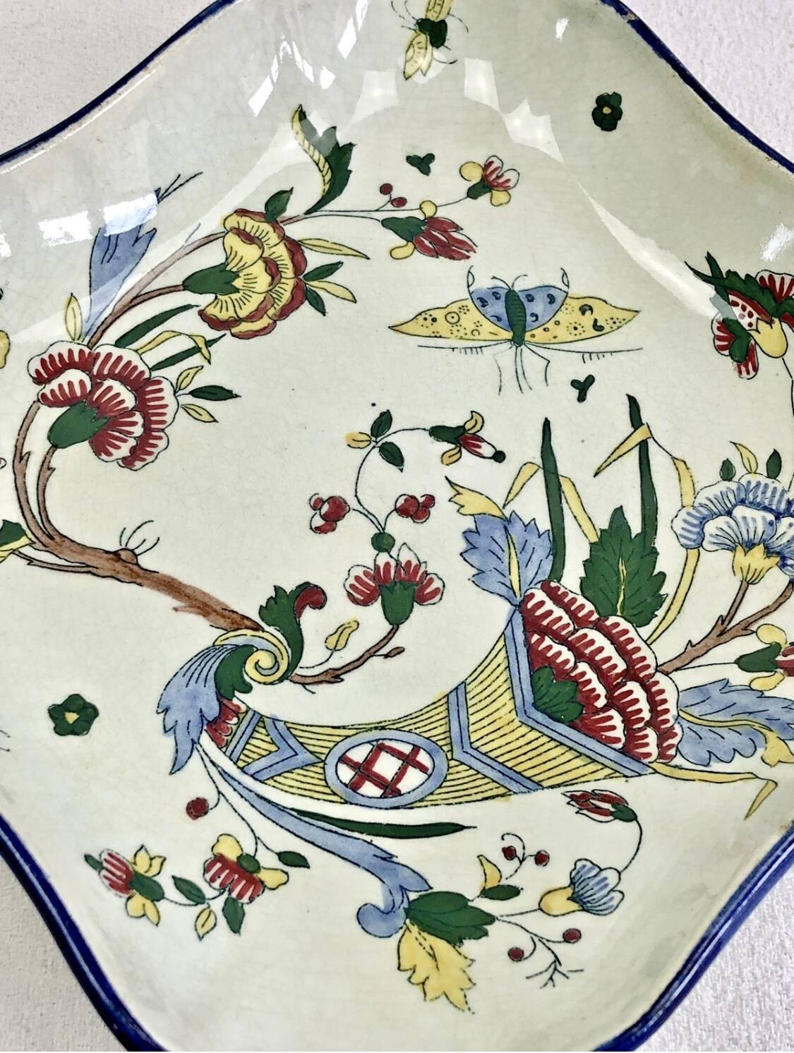 Antique hollow dish Gien cornucopia 1875/1935