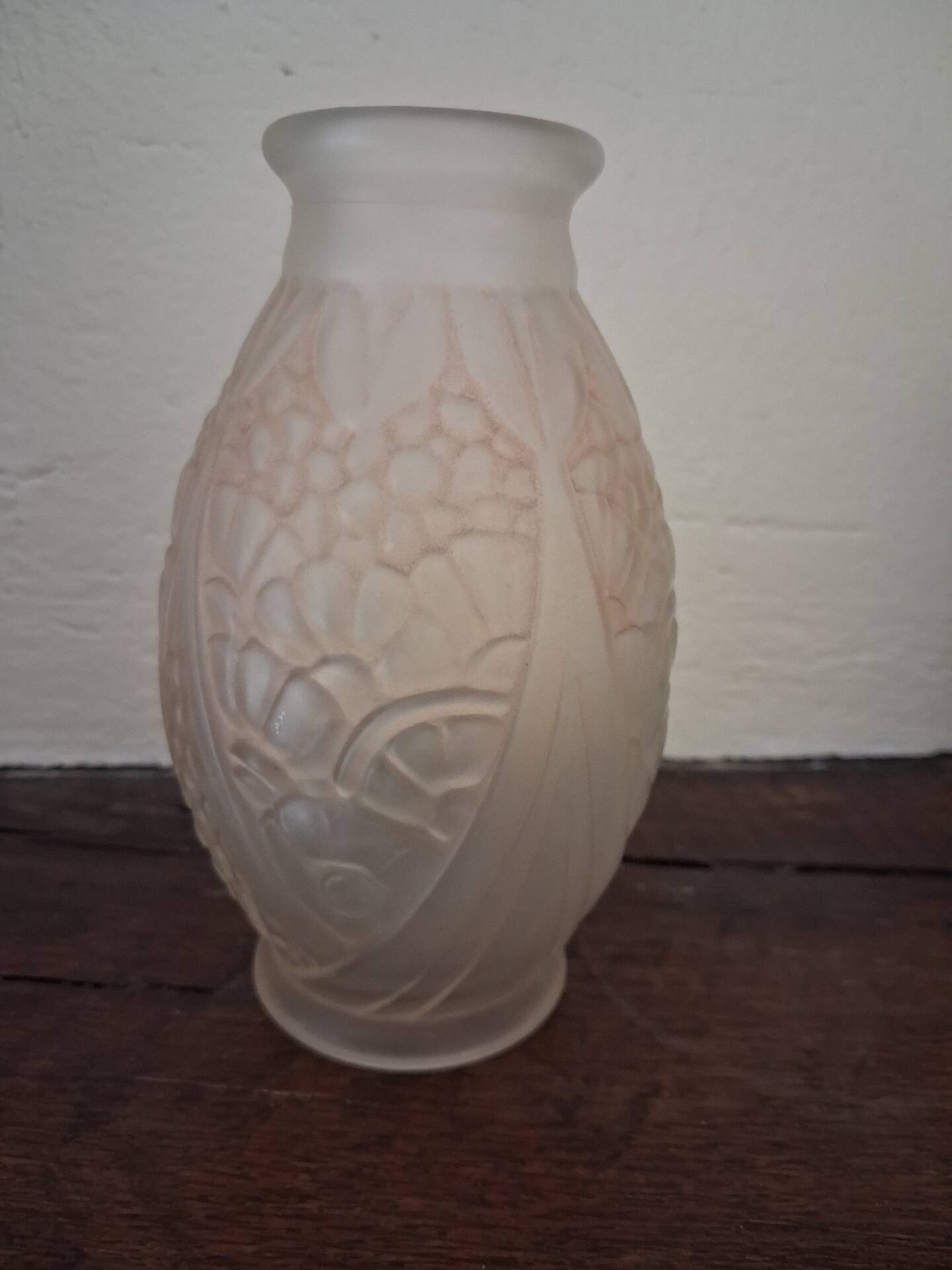 Superb art deco vase joma – frosted moulded glass – 1930s – very b
