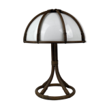 Bamboo rattan mushroom table lamp, Dutch 1970s