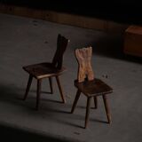 Mid-century Swedish ensemble, set of 4 "Sports Cabin" chairs handmade in pine, 1940s.