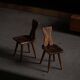 Mid-century Swedish ensemble, set of 4 "Sports Cabin" chairs handmade in pine, 1940s.