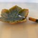 Ceramic leaf butter dish and its knife