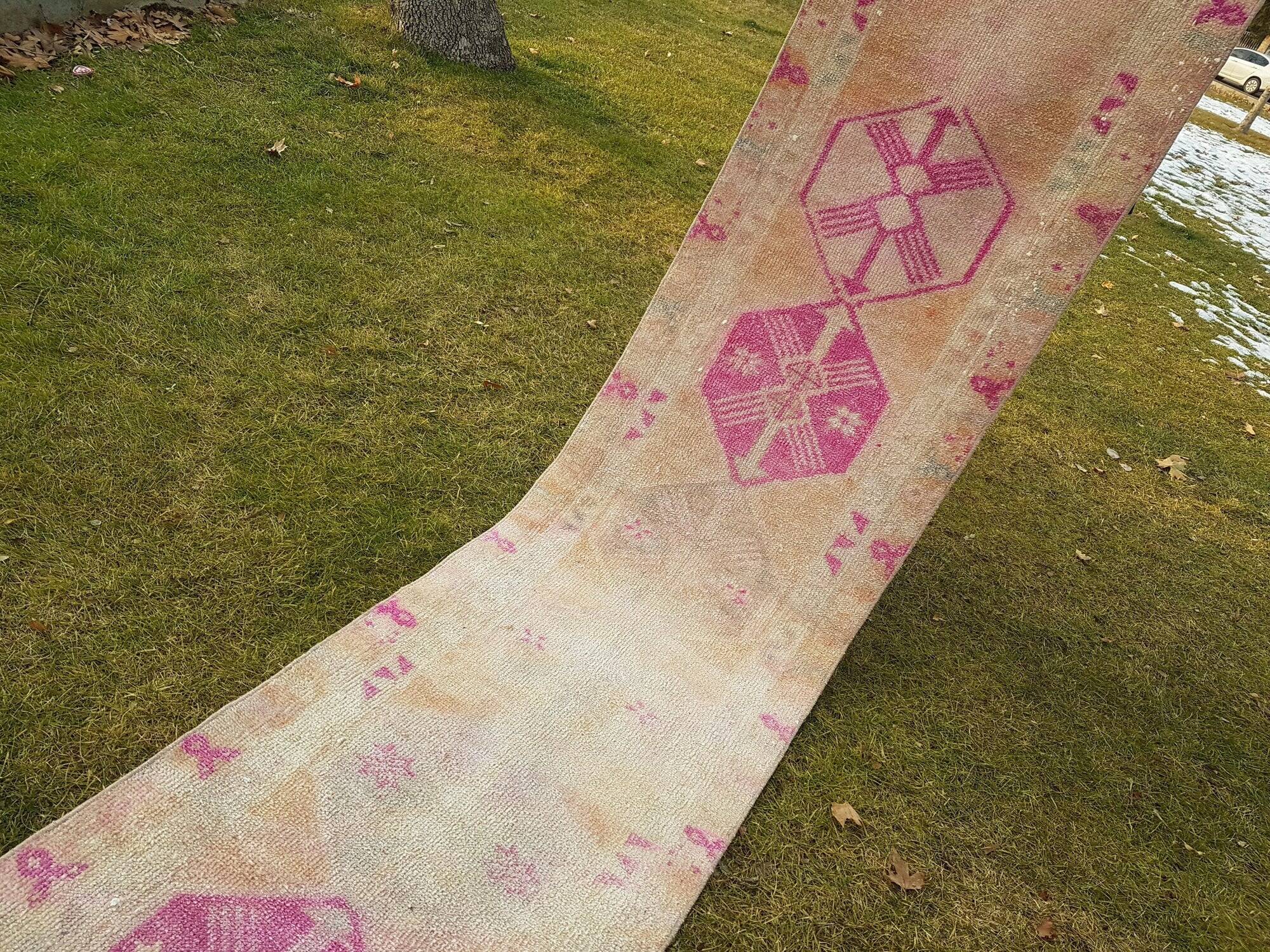 Vintage Turkish hallway rug 74x399 cm