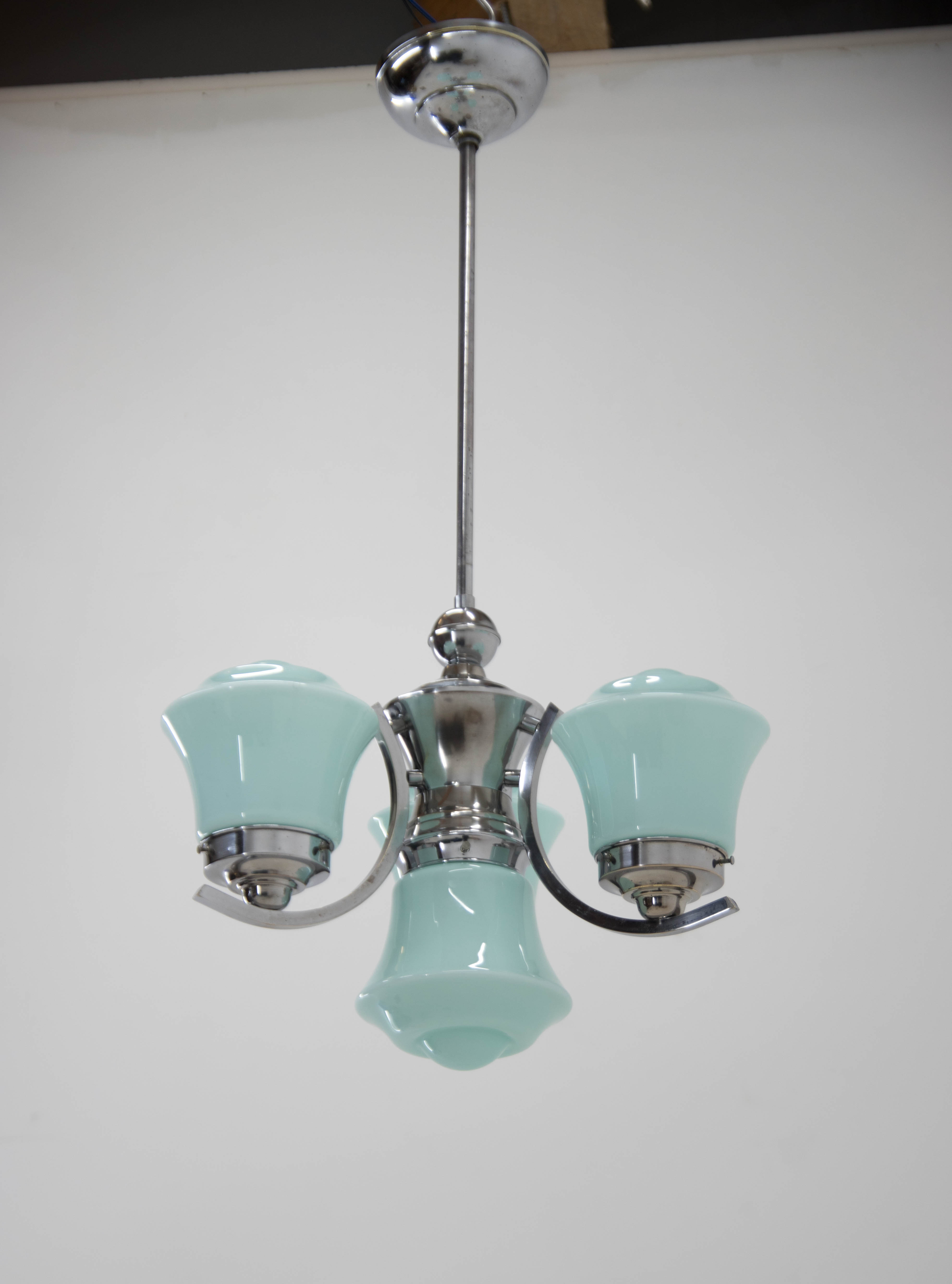 Blue art deco chandelier, 1930s