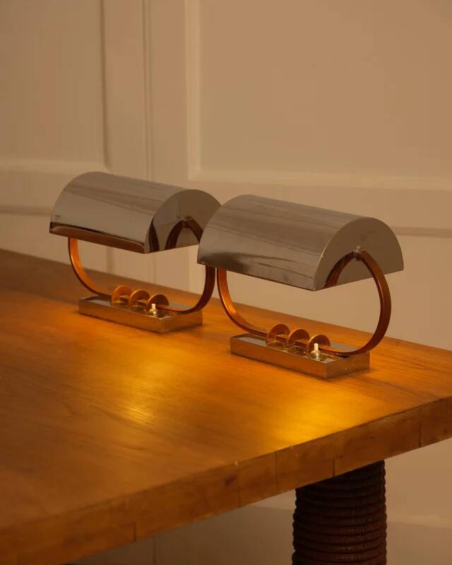 Pair of metal table lamps - 1920s